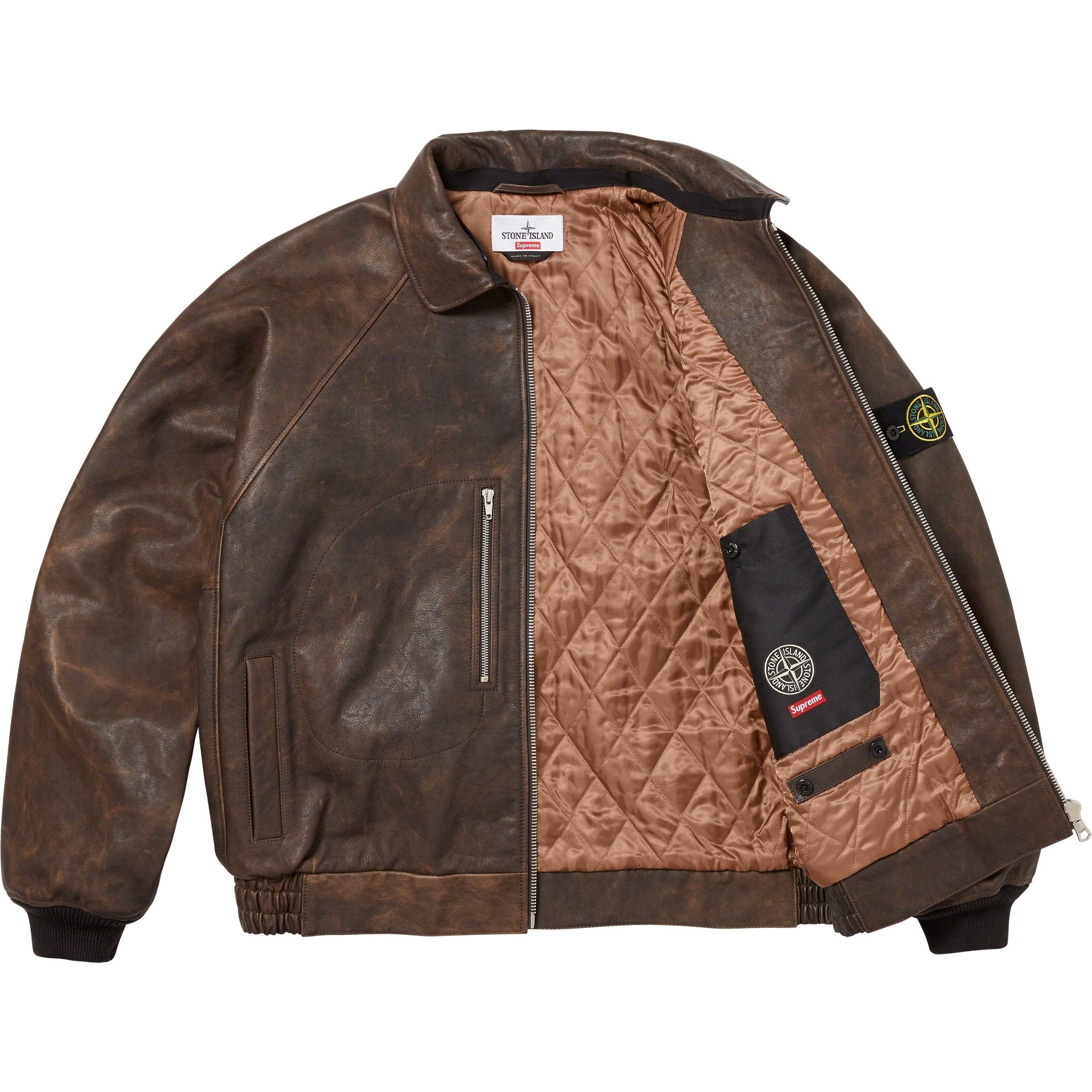 Supreme®/Stone Island® Leather Bomber Jacket view 4